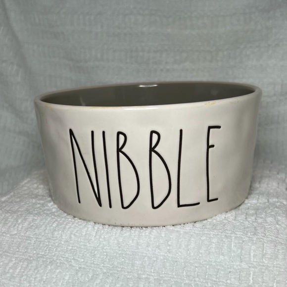 Rae Dunn 6" NIBBLE ceramic pet food bowl - Picture 1 of 5